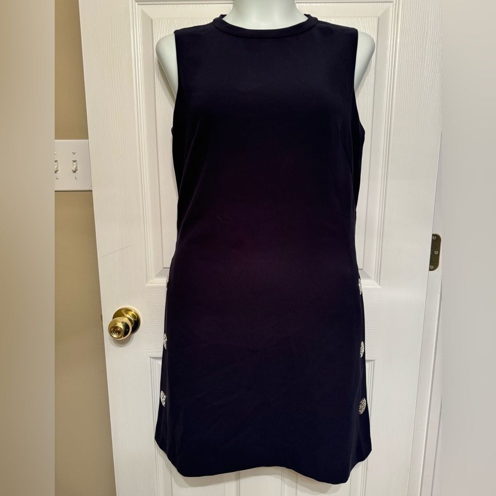 Eliza J Sz 12 Black Pleated Fully Lined Sleeveless Sheath Dress